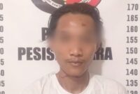 Tersangka SPA, Pelaku Penganiayaan Terhadap Ayah Kandung Yang Ditangkap Polisi. Foto : Polres Pesisir Barat.