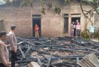 Anggota Polsek Sumberejo saat Melakukan Pemeriksaan TKP Kebakaran, Selasa 18 Juni 2024. Foto : Polres Tanggamus.