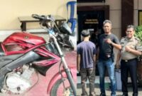 Kolase Foto Sepeda Motor Korban dan Tersangka saat Ditangkap Polisi di Jakarta, Selasa 2 Juli 2024. Foto : Polres Pringsewu.