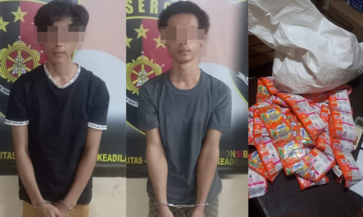 Kolase foto kedua pelaku yang ditangkap polisi dan barang bukti yang berhasil diamankan saat para pelaku terakhir beraksi pada Kamis, 4 Juli 2024. Foto : Polresta Bandar Lampung.