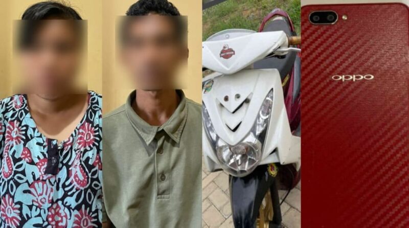 Kolase foto kedua tersangka dan barang bukti yang diamankan kepolisian, Kamis 4 Juli 2024. Foto : Polres Tulang Bawang Barat.