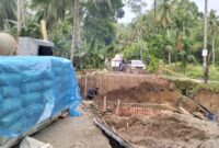 Proses pekerjaan jembatan penghubung di Pekon Betung, Pematang Sawa, Tanggamus, Sabtu 6 Juli 2024. Foto : Edi Hidayat/Media Prioritastv.com.