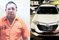 Kolase foto tersangka Hanza alias Orok dan barang bukti mobil penggelapan yang dilakukannya. Foto : Humas Polres Pringsewu.