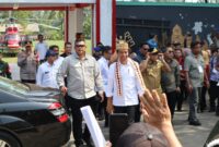 Presiden Jokowi saat Tiba di Kotaagung, Kabupaten Tanggamus, Provinsi Lampung. Foto : Humas Polres Tanggamus.