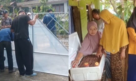 Bantuan alat pengering dan hasil pembuatan terasi UKM HL Baper, Pekon Sukabanjar, Kota Agung Timur, Tanggamus, Sabtu 13 Juli 2024. Foto : Herdi/Media Prioritastv.com.