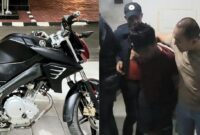 Kolase foto barang bukti sepeda motor hasil kejahatan dan saat tersangka Widodo ditangkap di kontrakannya, Jumat 12 Juli 2024. Foto : Humas Polres Pringsewu.