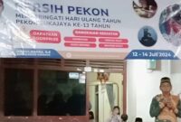 Kakon Sukajaya, Semaka, Tanggamus, Abdul Karim saat Memberikan Sambutan HUT ke 13 Pekon Setempat, Minggu 13 Juli 2024. Foto : Edi Hidayat/Media Prioritastv.com.