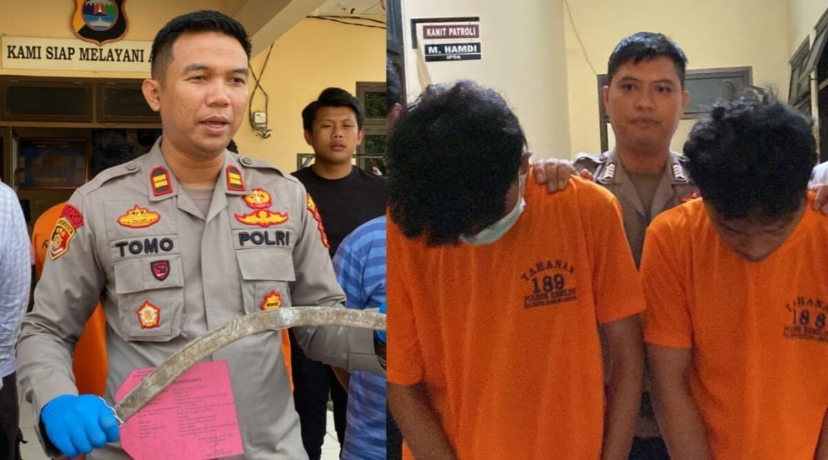 Kolase foto saat Kapolsek Kemiling Iptu Sutomo dan kedua tersangka yang akan dijebloskan ke sel tahanan, Senin 15 Juli 2024. Foto : Erwin/Media Prioritastv.com.