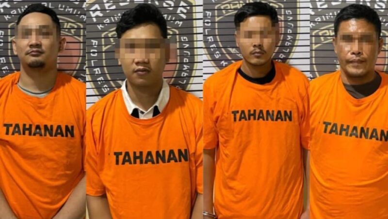 Keempat tersangka pencurian mobil modus gadai di Bandar Lampung.