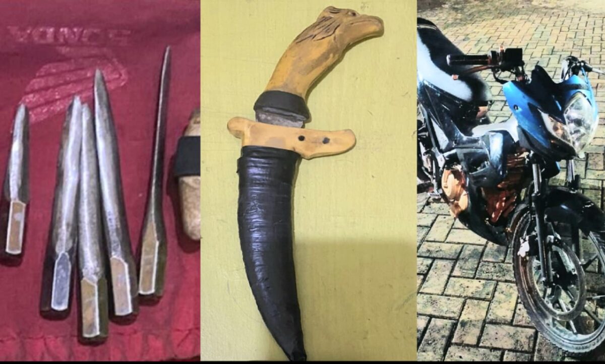 Barang bukti kunci T, Sajam dan sepeda motor hasil curian yang diamankan polisi, Jumat  26 Julo 2024. | Foto : Polres Tanggamus.