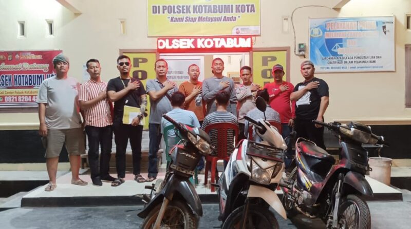 Ketiga pelaku saat ditangkap Polsek Kota Bumi Kota, Lampung Utara | Dok. Polres Lampung Utara.