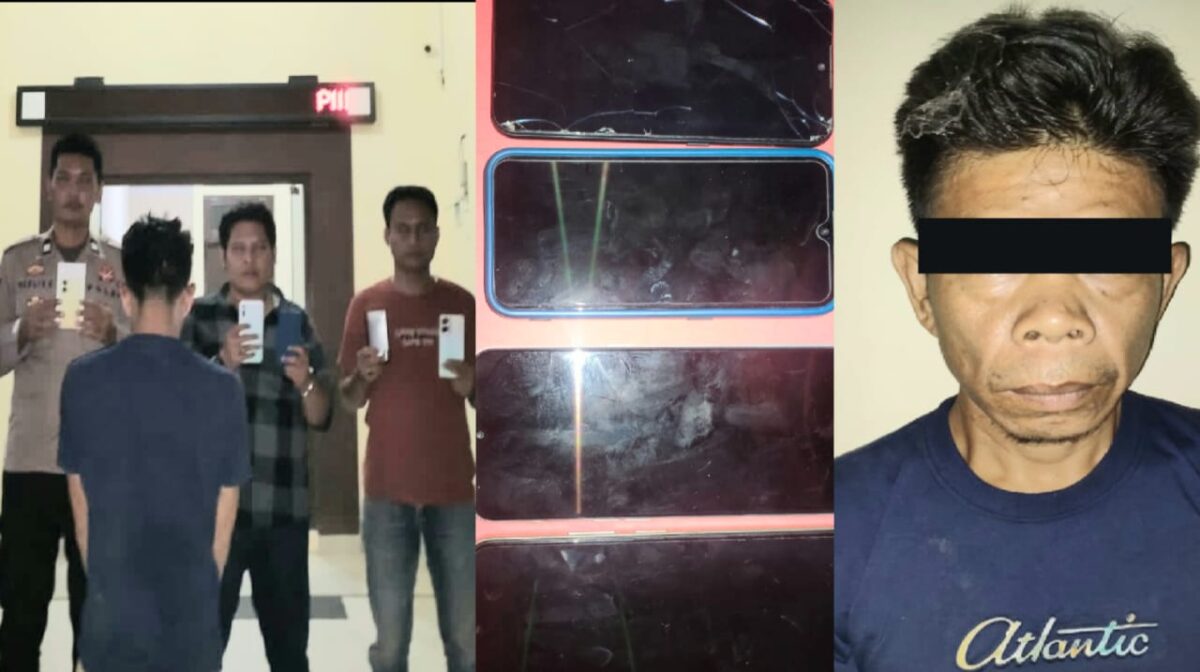 Kolase foto saat tersangka diamankan di Polsek Talang Padang dan barang bukti hasil kejahatan, Sabtu 3 Agustus 2024 | Dok. Polres Tanggamus.