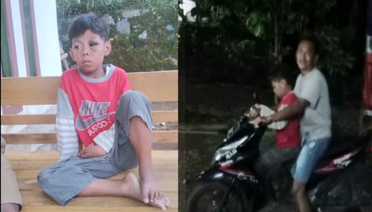 Kolase foto saat Adit pertama kali ditemukan warga dan saat keluarganya menjemput, Senin 5 Agustus 2024, malam.
