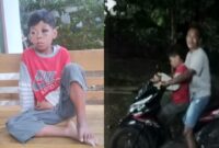 Kolase foto saat Adit pertama kali ditemukan warga dan saat keluarganya menjemput, Senin 5 Agustus 2024, malam.
