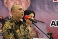 Kapolres Tangamus AKBP Rivanda saat sambutan perkenalannya di Hotel Royal Gisting, Senin 5 Agustus 2024, malam. Herdi/Media Prioritastv.com.