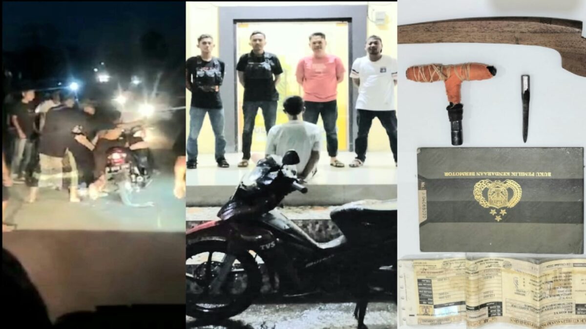 Kolase foto saat pertama kali tersangka SS diamankan warga, saat di Polsek Wonosobo dan barang bukti yang diamankan polisi.