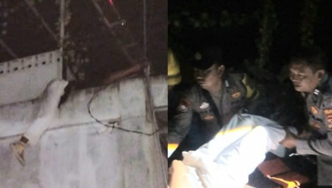 Kolase foto saat korban pertama kali diketahui tersengat listrik dan saat polisi melakukan evakuasi, Selasa 6 Agustus 2024.
