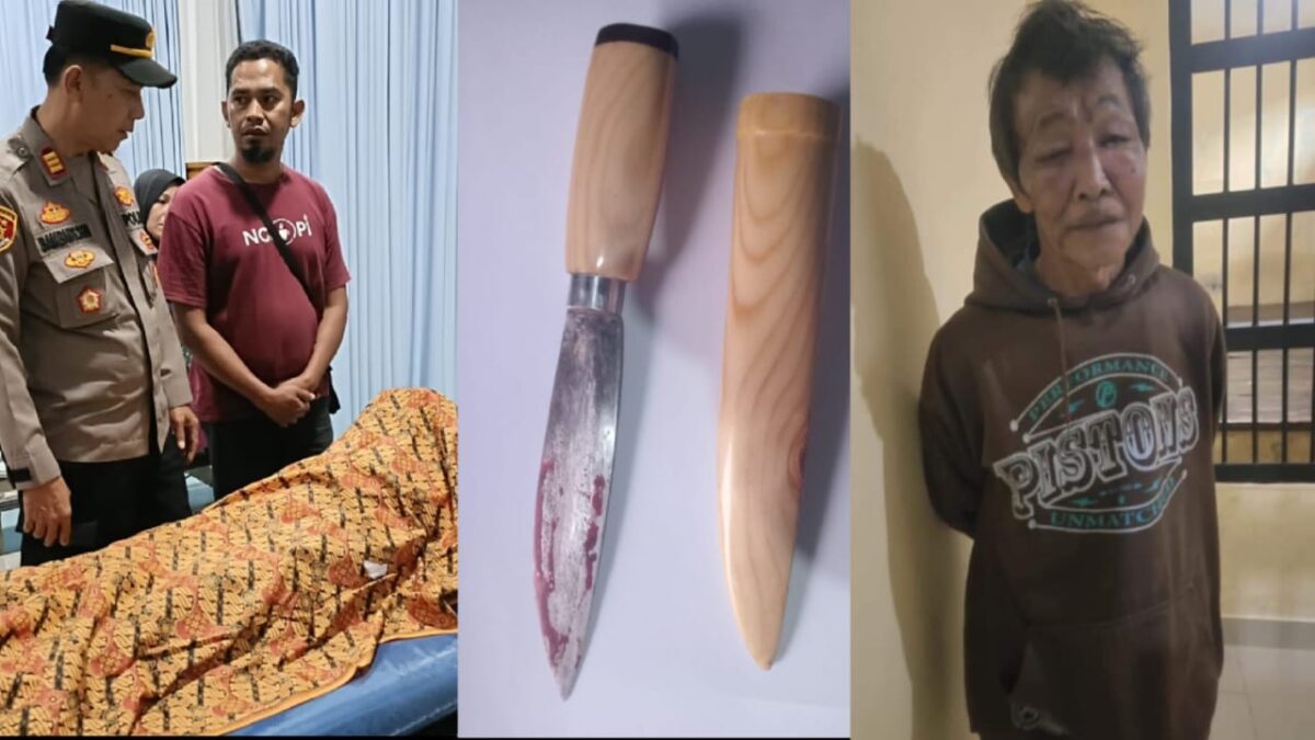 Kolase foto saat korban Eddy Kedel di rumah sakit, barang bukti senjata tajam dan pelaku SP yang telah diamankan polisi, Rabu 7 Agustus 2024 | Edi Hidayat/Media Prioritastv.com.