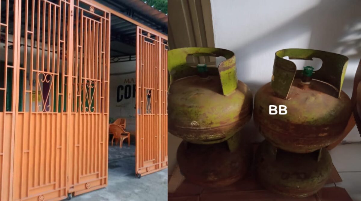 Kolase foto toko korban dan barang bukti tabung gas yang berhasil ditemukan.