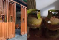 Kolase foto toko korban dan barang bukti tabung gas yang berhasil ditemukan.