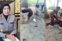 Kolase foto Kabid Humas Polda Lampung dan saat A (12) mengalami perudungan yang videonya viral di media sosial.