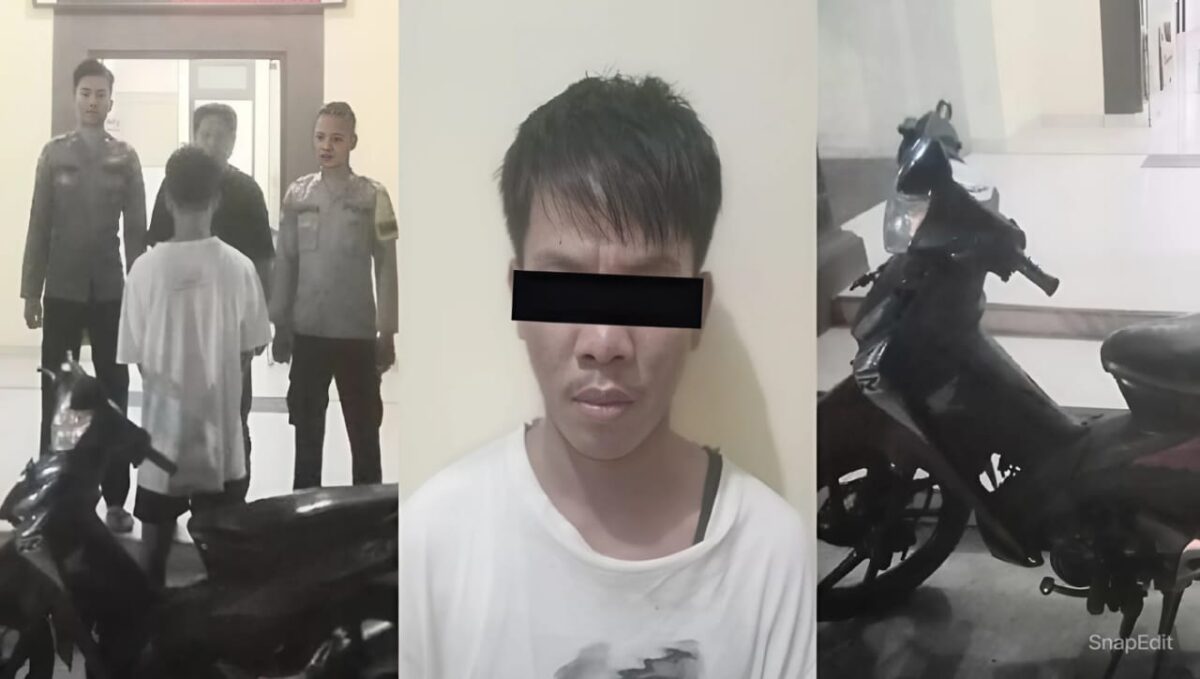 Kolase foto tersangka yang berhasil ditangkap polisi dan barang bukti sepeda motor yang diamankan, Selasa 13 Agustus 2024 | Dok. Polres Tanggamus.