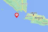 Lokasi Gempa yang menguncang Tanggamus, Rabu 14 Agustus 2024, sore.