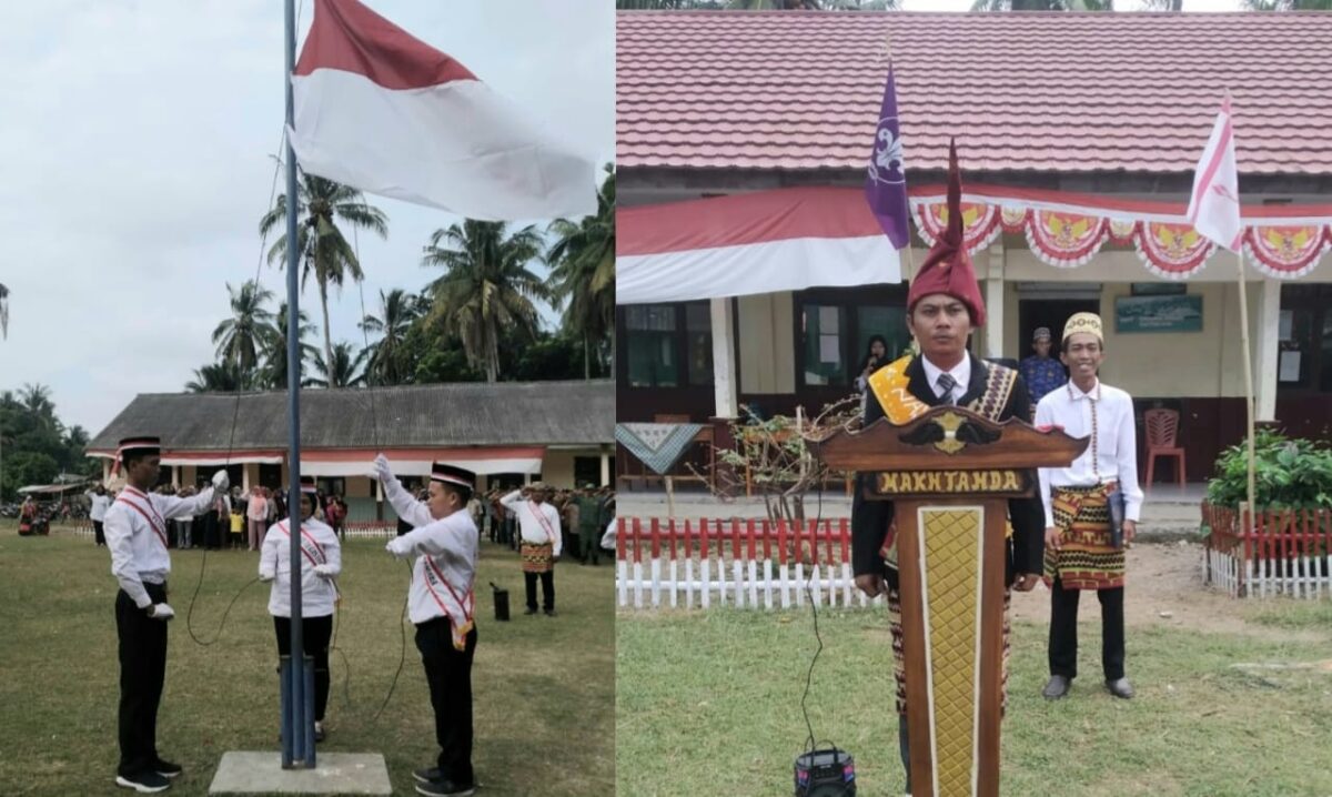 Upacara HUT ke 79 RI di SDN 1 Martanda, Pematang Sawa, Tanggamus, Sabtu 17 Agustus 2024.