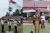 Upacara HUT ke 79 RI di SDN 1 Martanda, Pematang Sawa, Tanggamus, Sabtu 17 Agustus 2024.