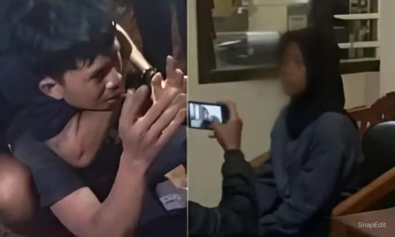Kolase foto terduga pelaku yang ditangkap warga dan korban DL saat berada di Polsek Sukoharjo, Pringsewu, Selasa 20 Agustus 2024, malam.