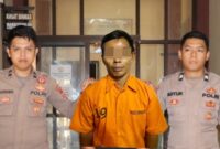 Tersangka setelah ditahan di Mapolres.Pringsewu.