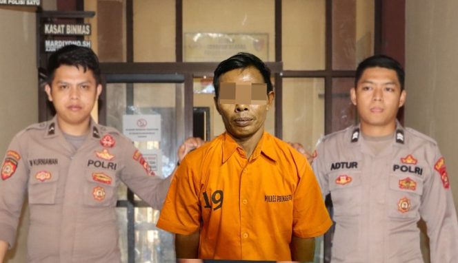 Tersangka setelah ditahan di Mapolres.Pringsewu.