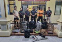 Keempat pelaku saat diamankan di Polsek Metro Utara, Metro, Lampung.