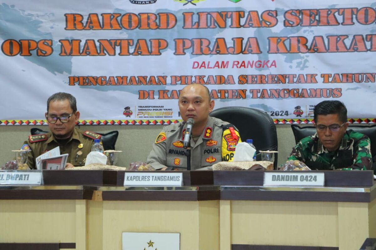 Kapolres Tanggamus AKBP Rivanda saat membuka Rakord Lintas Sektoral, Senin 26 Agustus 2024.