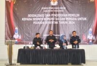 Sosialisasi KPU Tanggamus kepada pemilih pemula pemuda dan komunitas, Selasa 27 Agustus 2024.