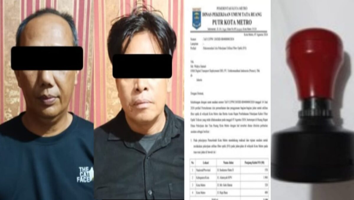 Kedua tersangka dan barang bukti yang diamankan Polres Metro, Lampung, Selasa 27 Agustus 2024.