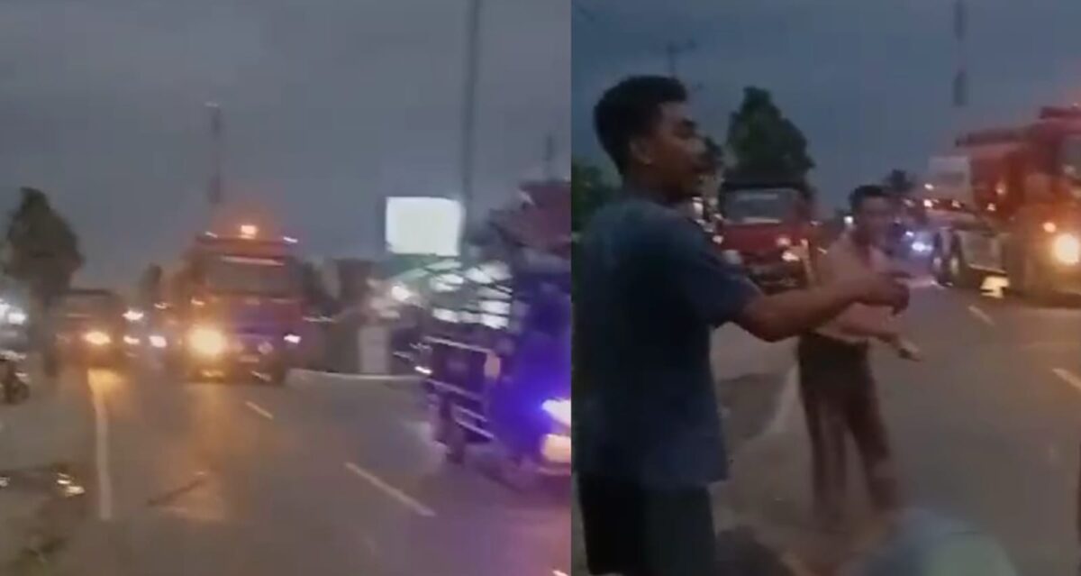 Situasi lalu lintas dan saat korban terkapar di jalan, Jumat 30 Agustus 2024, malam | Kolase foto tangkaan layar | Herdi/Media Prioritastv.com.