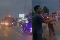 Situasi lalu lintas dan saat korban terkapar di jalan, Jumat 30 Agustus 2024, malam | Kolase foto tangkaan layar | Herdi/Media Prioritastv.com.