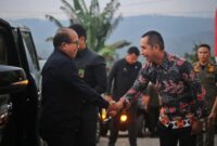Pj Gubernur Lampung Samsudin saat diterima pejabat Lampung Barat, Jumat 30 Agustus 2024, sore.