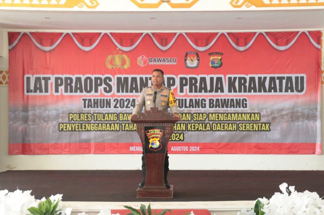 
 Polres Tulang Bawang Gelar Lat Pra Ops Mantap Praja Krakatau 2024, AKBP James Paparkan Tujuannya