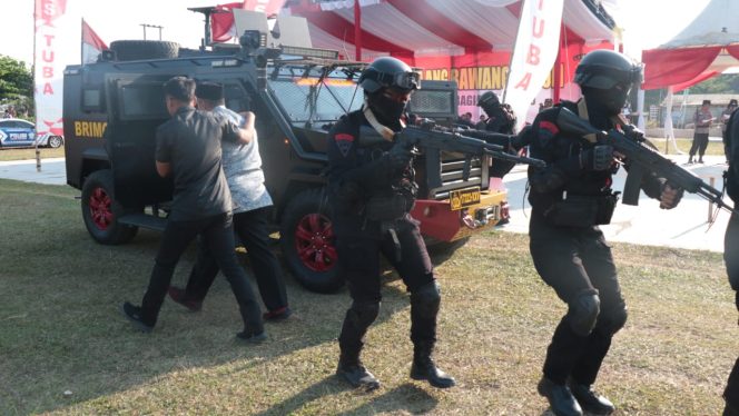 
 Lima Skenario Kontijensi Yang Ditampilkan Polres Tulang Bawang Pada Simulasi Sispamkota