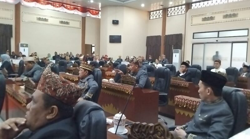 Anggota DPRD Tanggamus, Nuzul Irsan saat Menyampaikan Interupsi pada Sidang DPRD setempat, Jumat 16 Agustus 2024.