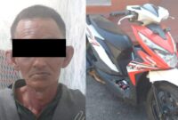 SE, tersangka Curanmor dan barang bukti yang diamankan Polres Lampung Barat.