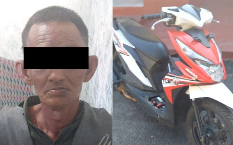 SE, tersangka Curanmor dan barang bukti yang diamankan Polres Lampung Barat.