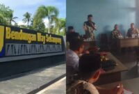 Kolase foto bendungan Way Sekampung dan saat ketegangan rembuk desa di Pekon Pamenang, Pagelaran, Pringsewu, Selasa 27 Agustus 2024.