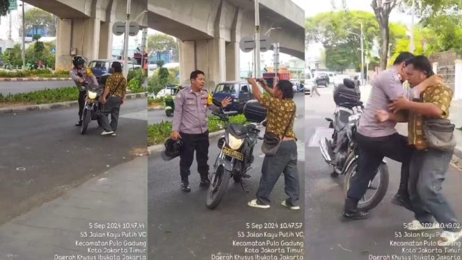 
 Kolase foto saat Bhabinkamtibmas diancam pisau hingga berhasil melumpuhkan pelaku, Kamis 5 September 2024 | Tangkapan Layar Video.