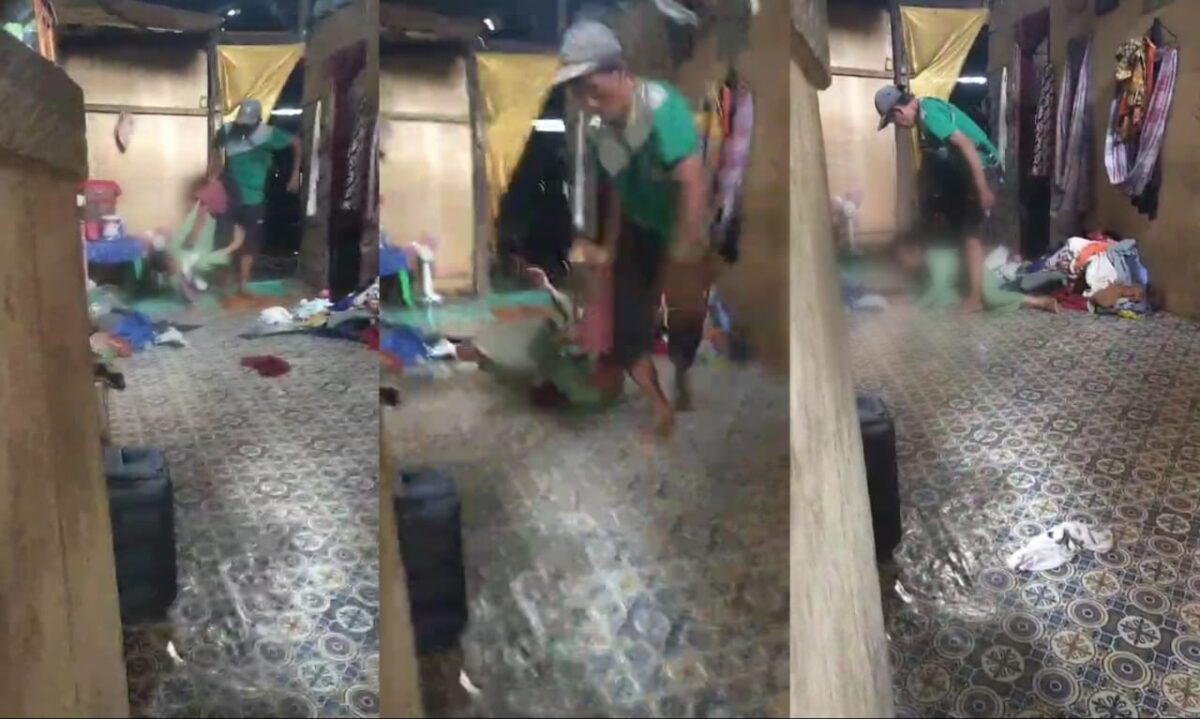 Tangkapan layar video viral penganiayaan anak perempuan diduga oleh ayah kandungnya.