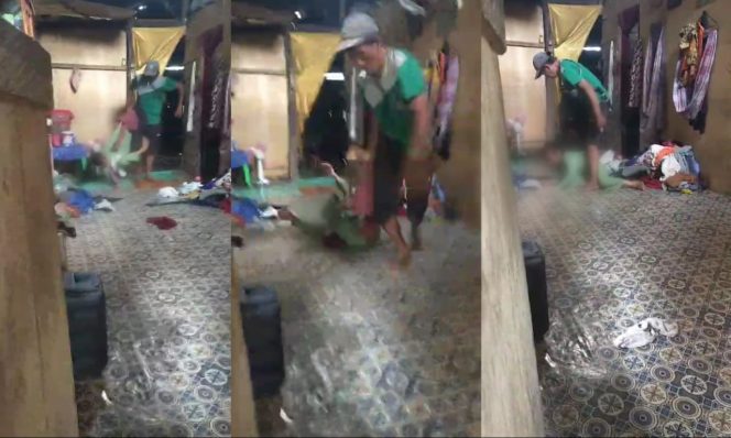 
 Tangkapan layar video viral penganiayaan anak perempuan diduga oleh ayah kandungnya.