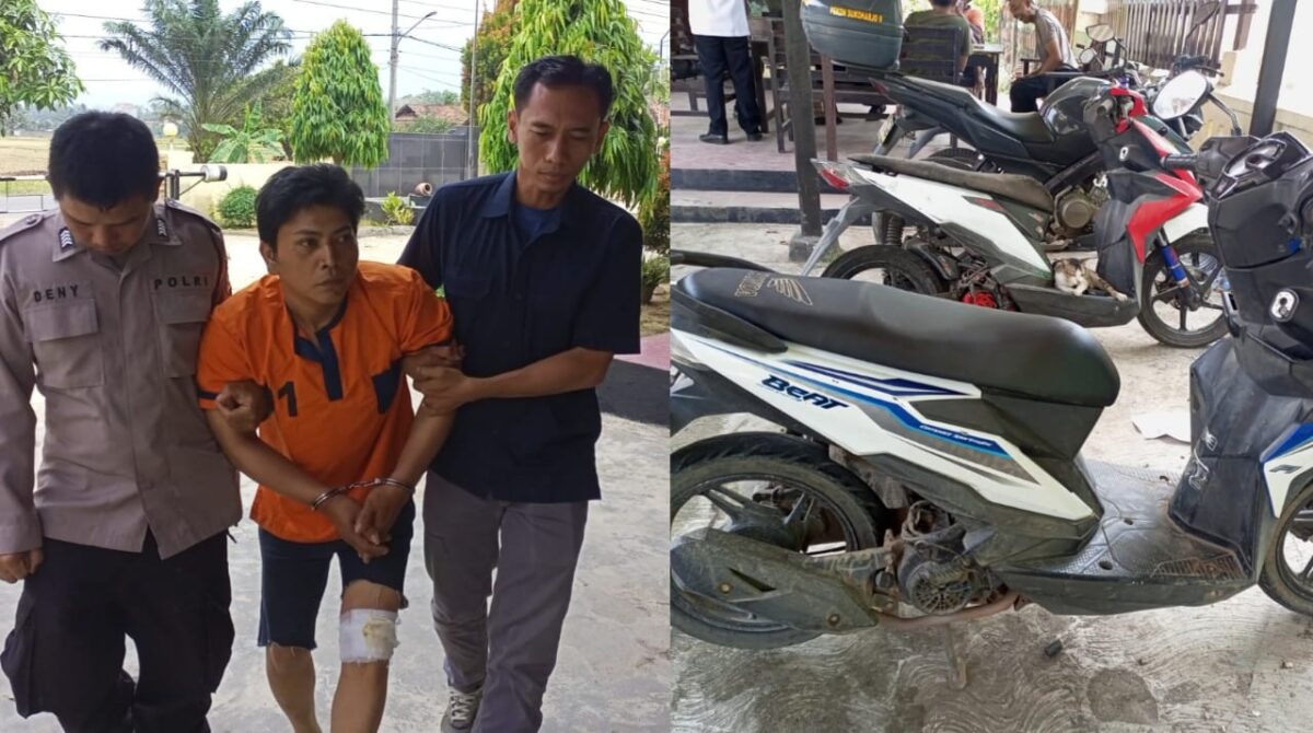 Kolase foto tersangka IR dan barang bukti yang diamankan polis.