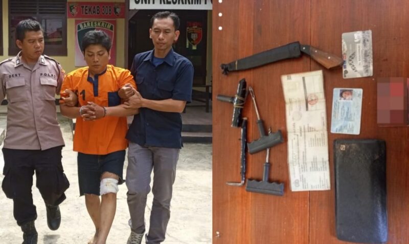 Tersangkaa Curanmor dan alat kejahatan yang digunakannya.
